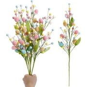 Easter Colorful Eggs Floral Stems,Spring Artificial Flowers Branches,5 PCS Easter Egg Flower Twig,Rustic Bouquet Ornament,for Home Party Holiday Vase Decor